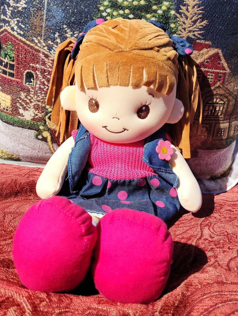 Linzy 16" Little Sweet Hearts Floral Rag Doll (90958) Soft Cloth Caucasian Rare